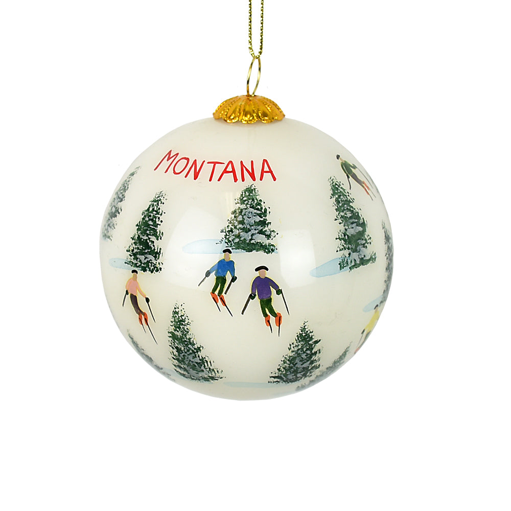 Skiing the Glades Montana Ornament by Art Studio Company