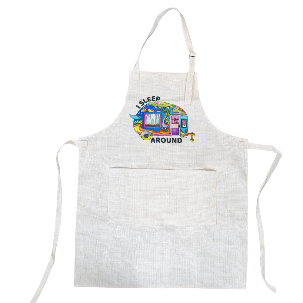 Sleep Around Burlap Apron with Pockets
