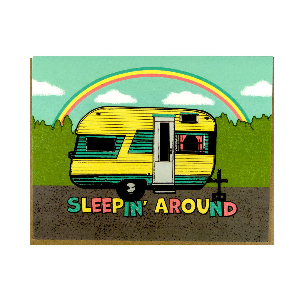 Sleepin' Around Camp Trailer Greeting Card by Two Little Fruits