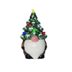 ceramic gnome- gnome decor - small light up gnome tree