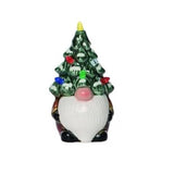 ceramic gnome- gnome decor - small light up gnome tree