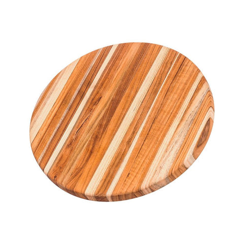 The Small Round Cutting and Serving Board by Teak Haus is an essential round wood cutting board!