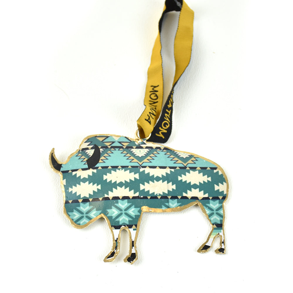 Southwestern Sea Buffalo Assorted Pattern Metal Christmas Ornament by Art Studio Company