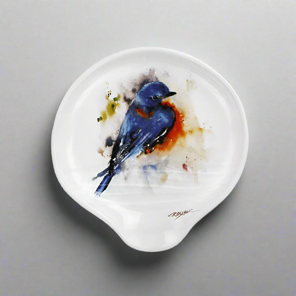 Springtime Bluebird Spoon Rest by Dean Crouser