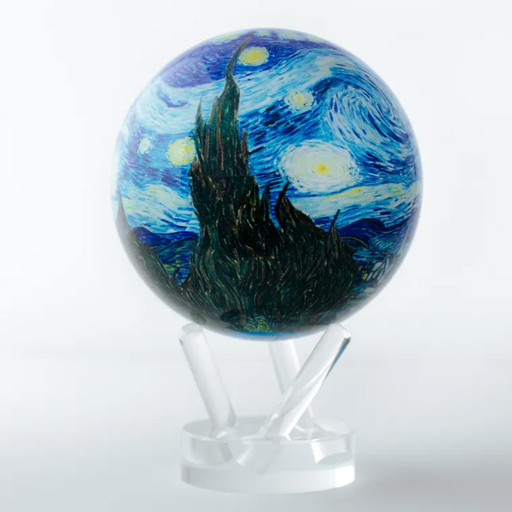  It's easy to instantly recognize the sweeping brush strokes, dark backdrop, and vibrant stars. Bring the museum to your home with the Starry Night MOVA Globe. 