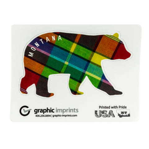 That is why we love the Montana Textile Silhouette Bear Sticker by Graphic Imprints, because it reflects just how colorful Montana can be! 
