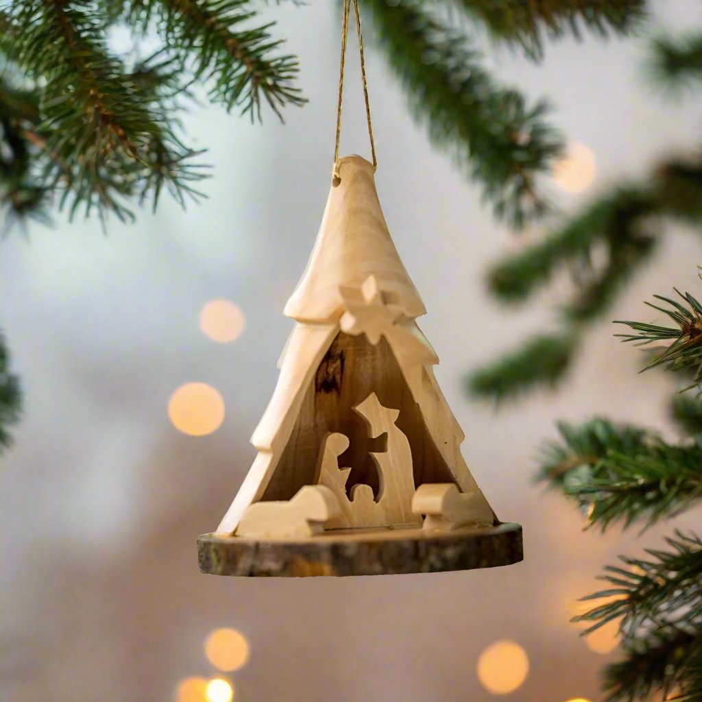 Tree Bark 3D Nativity Ornament