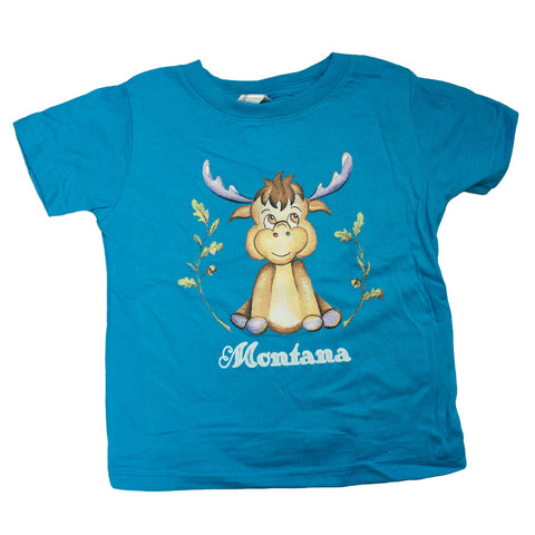 Turquoise Elliot the Moose Infant Montana T-Shirt by Prairie Mountain (2 sizes)