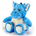 Warmies Blue Dragon with bright blue fur, a white tummy, and big eyes!