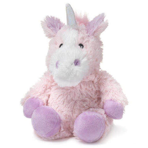 Warmies Pink Unicorn with light pink fur, light purple hooves, and a white horn.