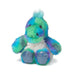 a blue, green, purple technicolor soft warmies rainbow dinosaur made with real lavender