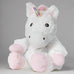 Warmies unicorn with white fur, light pink hooves, and a rainbow horn. 