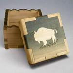 White Buffalo Inlay Wood Box