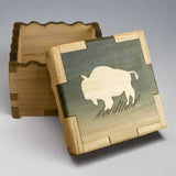 White Buffalo Inlay Wood Box