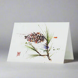 White Pine Cone Garden Watercolor Greeting Card by Dean Crouser