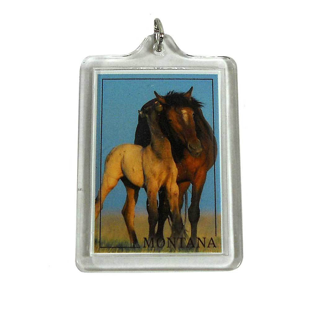 Wild Horse and Young Pony Montana Keychain