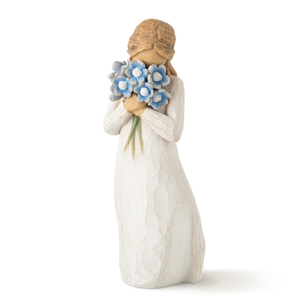 The Willow Tree Forget-Me-Not Figurine by Susan Lordi is a great gift to let any loved one know you are holding thoughts of them!