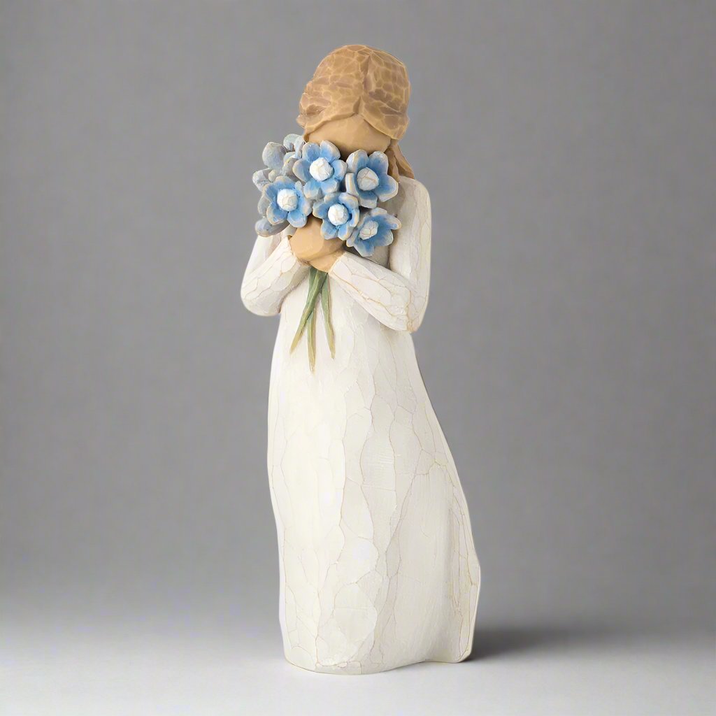 The Willow Tree Forget-Me-Not Figurine by Susan Lordi is a great gift to let any loved one know you are holding thoughts of them!