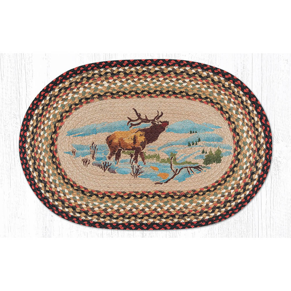 Winter Elk Oval Patch Rug