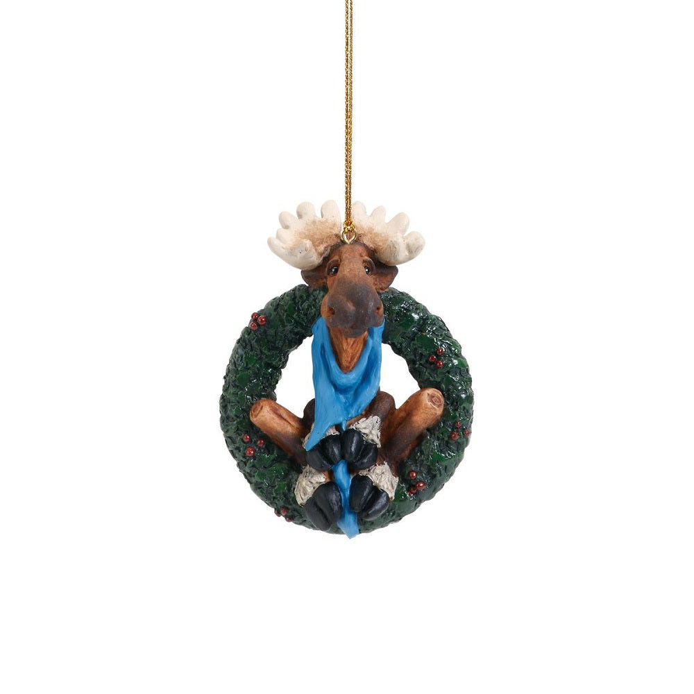 Winter Moose Wreath Christmas Ornament by Big Sky Carvers at Montana Gift Corral