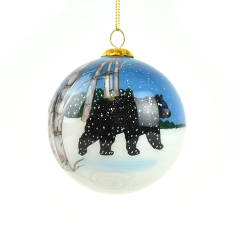 Winter Black Bear with Aspen Trees Montana Christmas Ornament by Art Studio Company