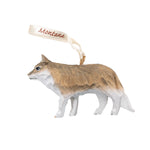 Hand Carved Wolf Wood Ornament