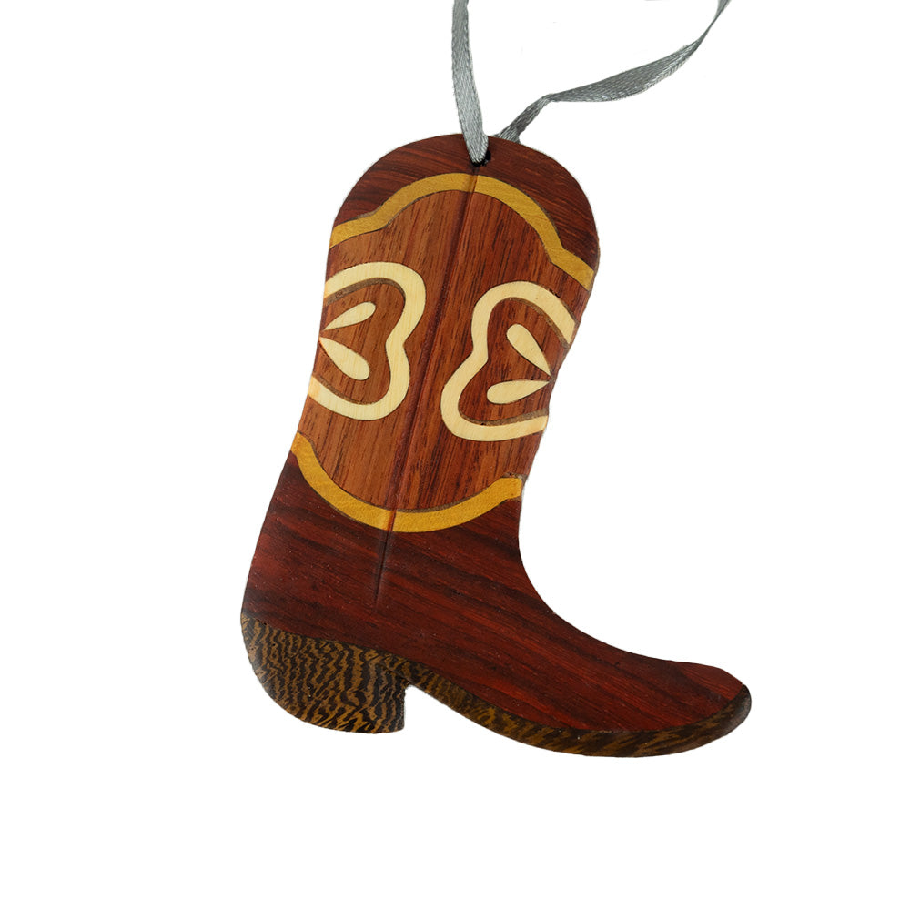 The Wood Boot Ornament by The Handcrafted is a stunning display of wood craftsmanship and their eye for detail is a thing of beauty! 