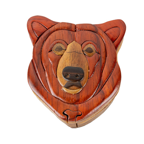 If you are looking for a beautifully crafted puzzle box, look no further than this Wood Carved Bear Head Puzzle Box by the Handcrafted.