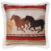 wrangler running horse pillow by carstens features a tan and red and yellow and brown design with running horses