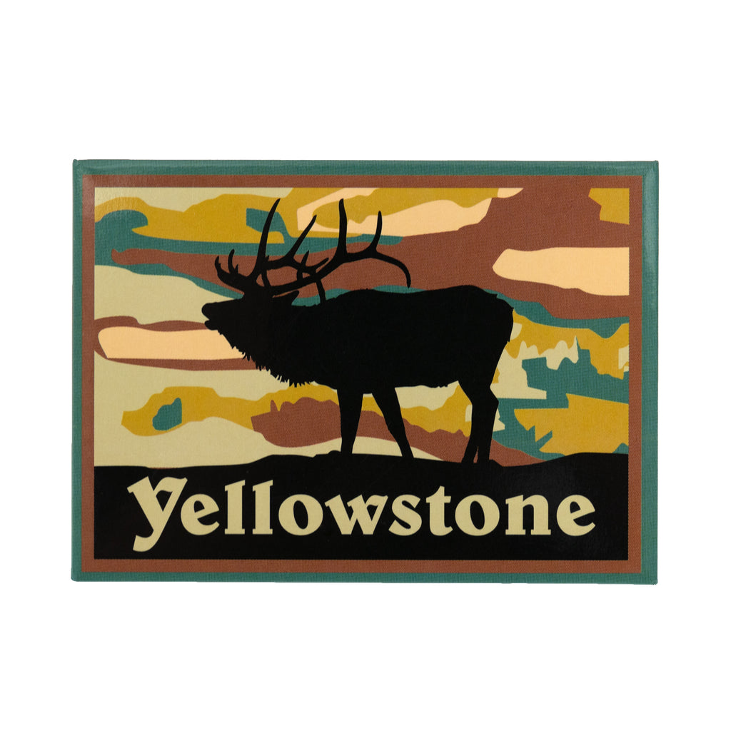 Yellowstone National Park Sunset Elk Stamped Metal Magnet by The Hamilton Group