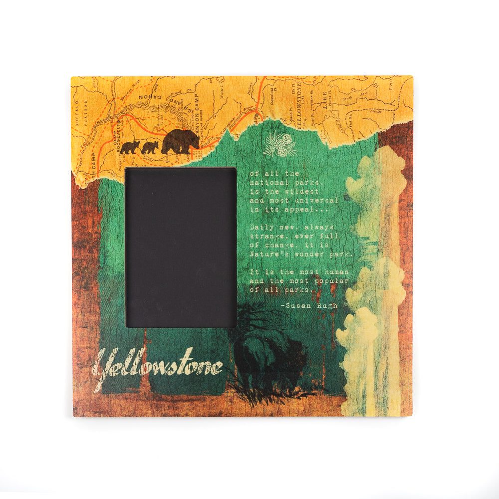 Keep wonderful memories with this colorful Yellowstone National Park Birch Frame by Meissenburg Designs.