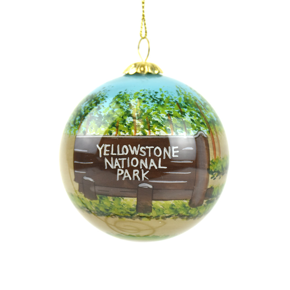 Yellowstone National Park Entrance Sign Montana Christmas Ornament by Art Studio Company
