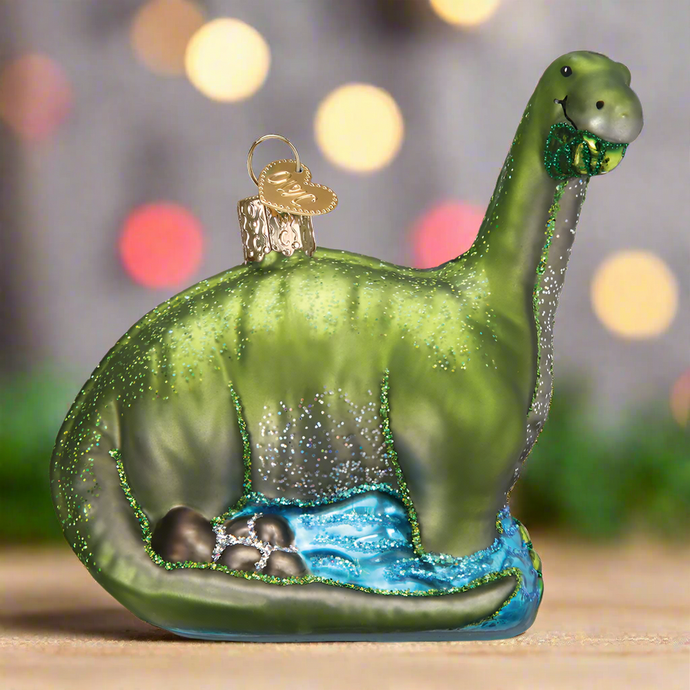 Brontosaurus Glass Ornament