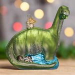 Brontosaurus Glass Ornament
