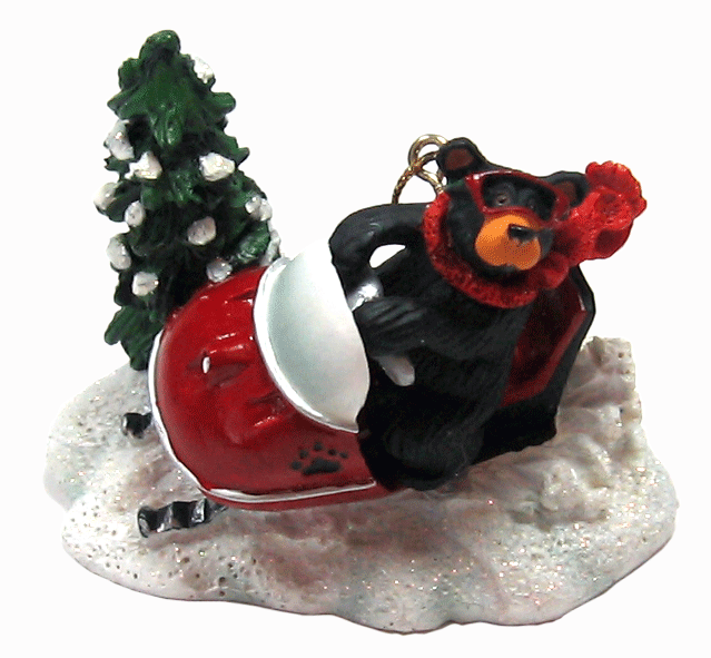 Bearfoots Snowmobiler Ornament by Big Sky Carvers