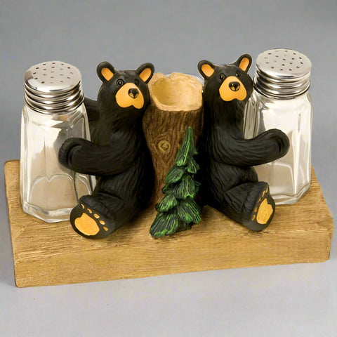 Bearfoots Bear Salt & Pepper with Toothpick Holder by Jeff Fleming