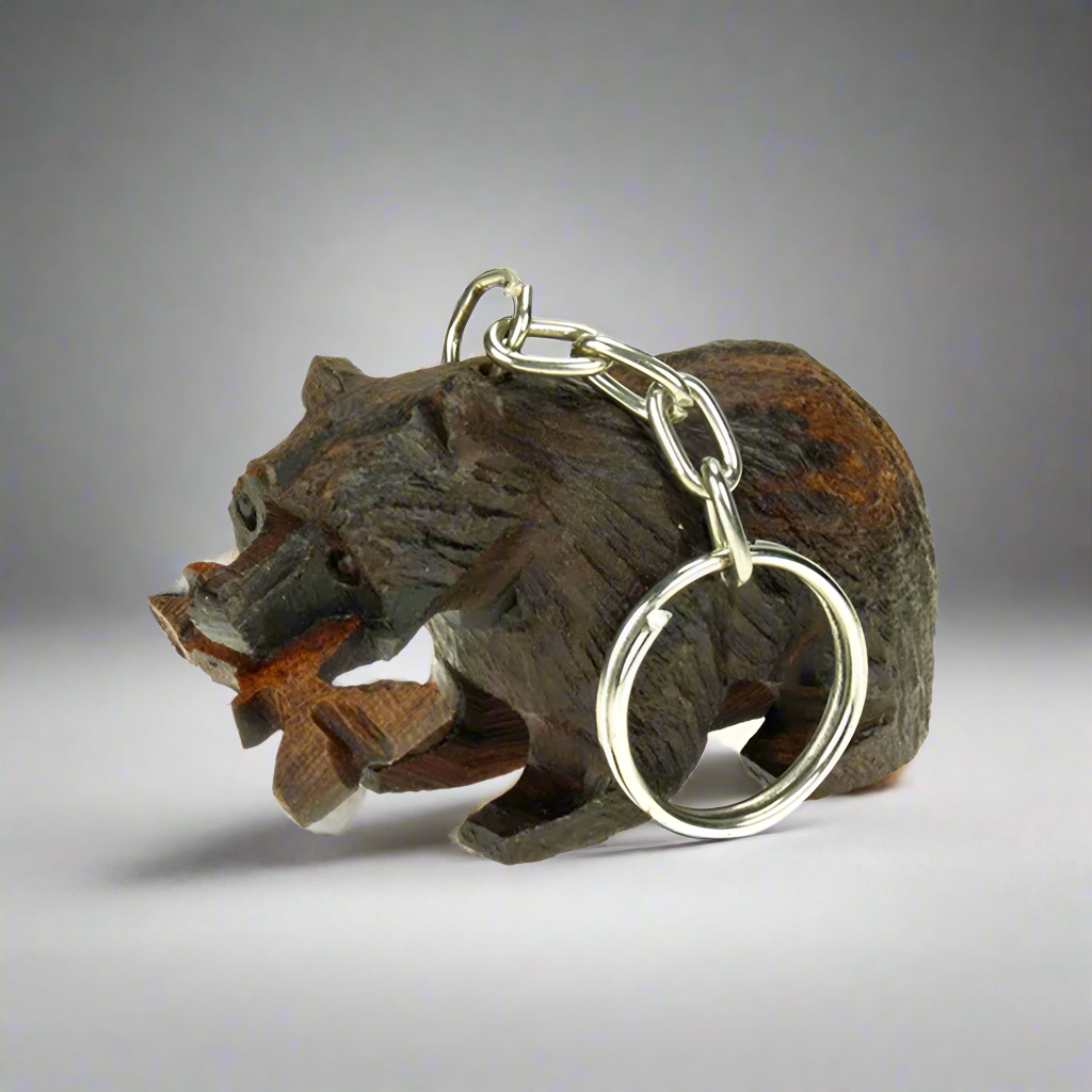 Grizzly With Fish 3D Keychain by Earthview, Inc.